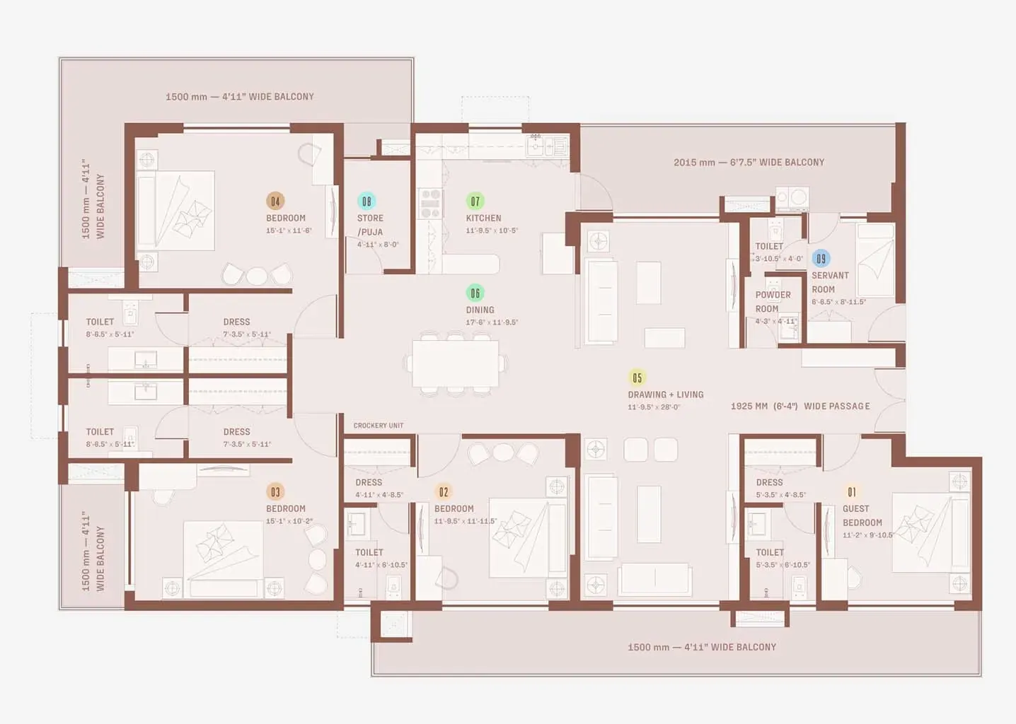 4 BHK Ultra floor plan (blurred)